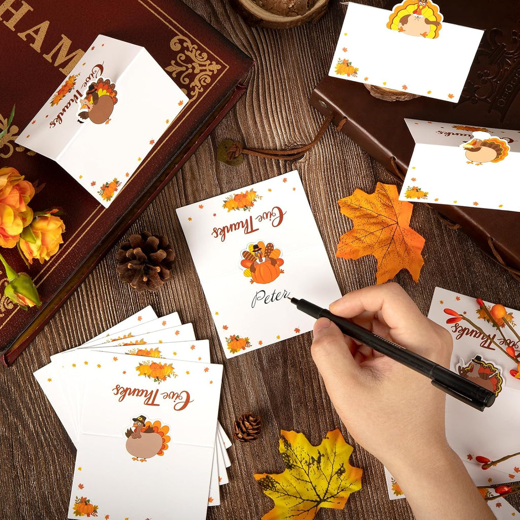 60 Pcs Thanksgiving Name Cards for Table, Turkey Thanksgivings Place Cards, Fall Place Cards for Thanksgivings Dinner Party Decoration, Thanksgiving's Place Settings Size 3.5*2.2 inches (Thanksgiving)