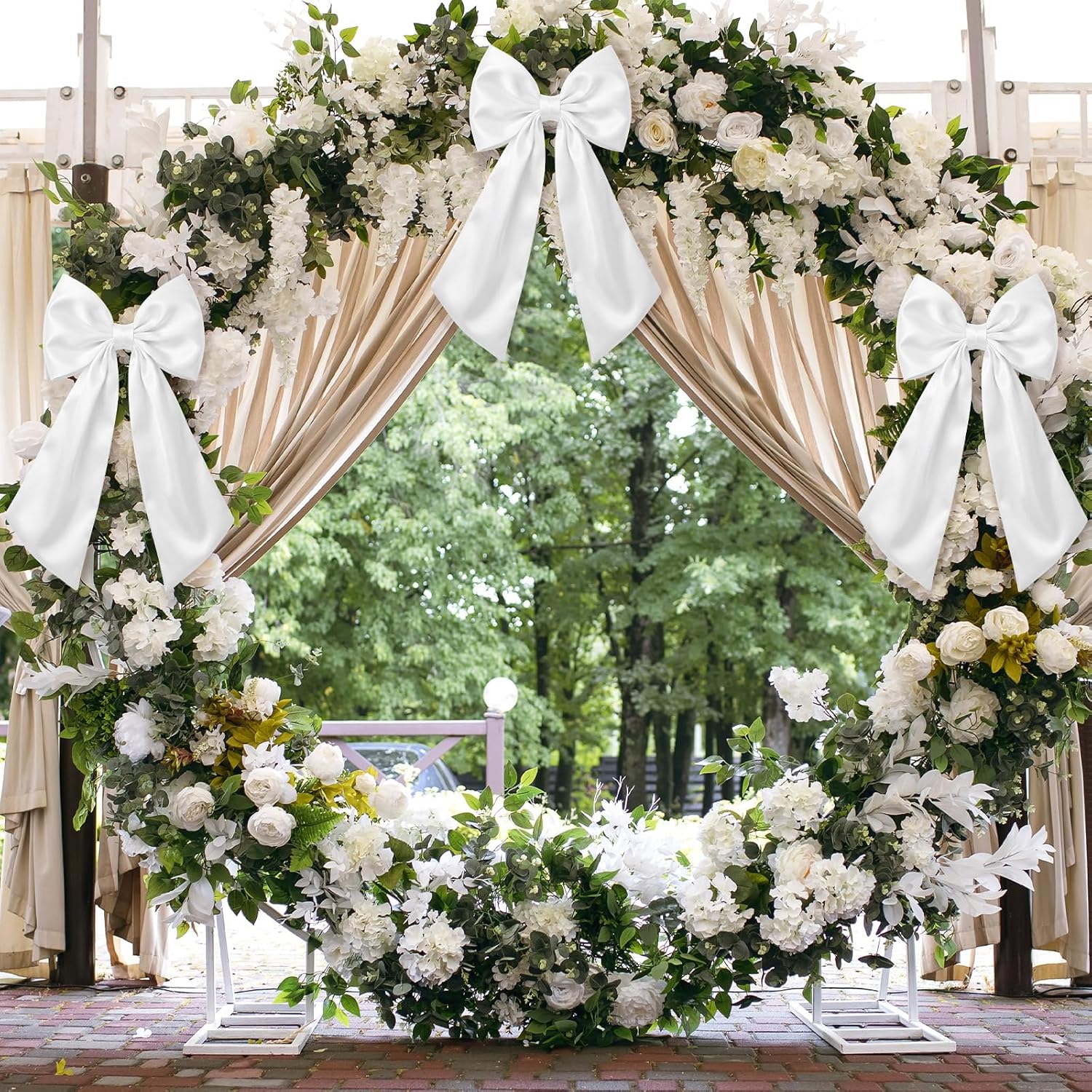 Suncalla 3 Pcs Large Crib Bow - 24 x 12 Inch Large White Bow Decor as Crib Skirt Big Satin Bows for Nursery Bedding Wedding Coquette Birthday Backdrop Bridal Shower Party Supplies
