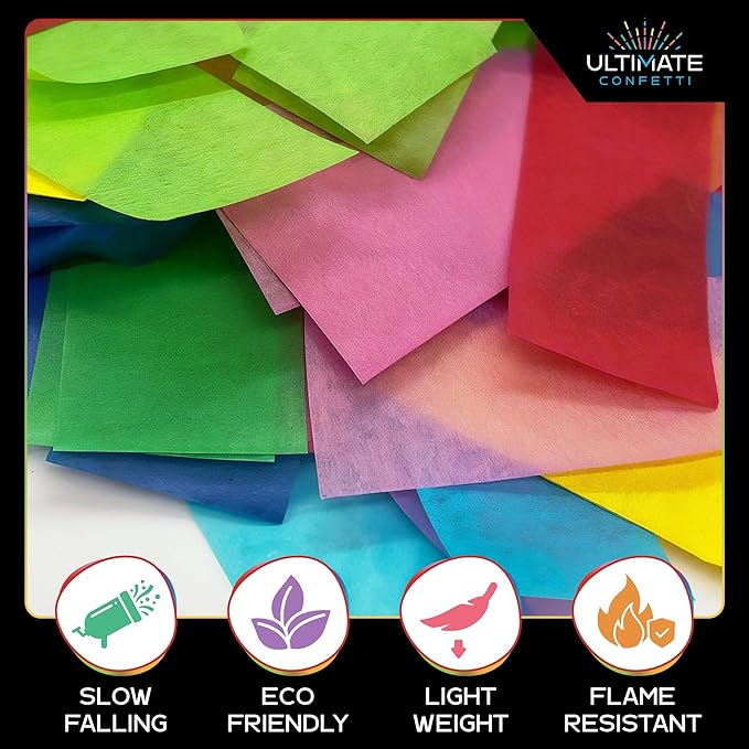 Ultimate Confetti, Multicolor Biodegradable Confetti - Rectangular Fluttering Tissue Paper Confetti for Cannon and Launcher use - Best for Gender Reveal, Birthday, Wedding, and Parties - 1 lb, 16 oz