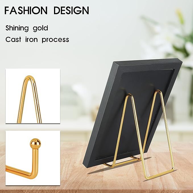Decolore 6 inch 3 Pack Gold Metal Display Stands Plate Stands Plate Holder Display Stands for Picture, Decorative Plate, Book, Photo Easel, Artistic Work