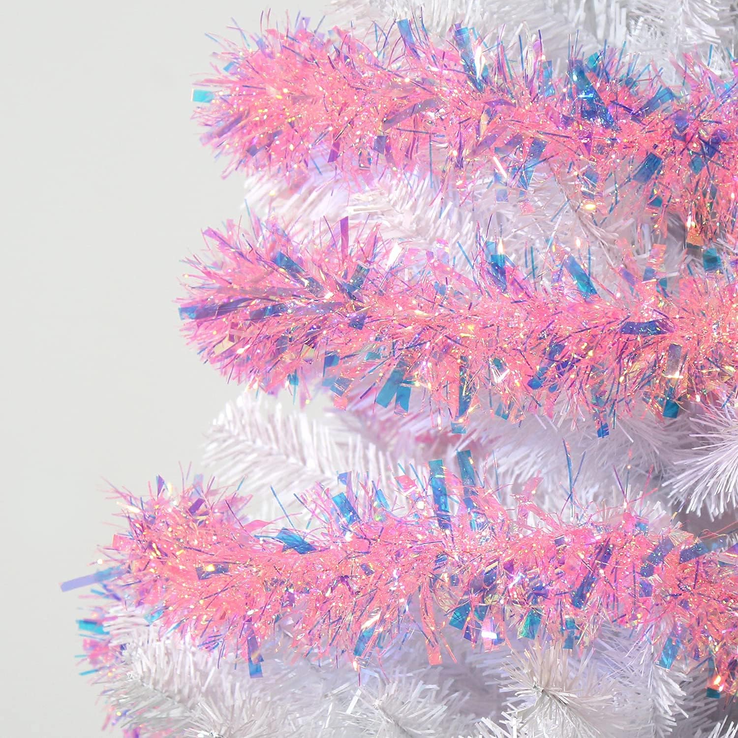 LOMIMOS 17 Ft Easter Christmas Tinsel Garland,Pink Glittering Decoration for Xmas Tree Party Wedding Supplies