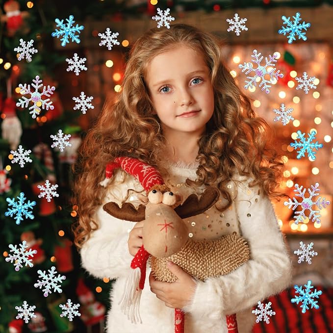 MARFOREVER Blue White Snowflake Confetti Decorations, Winter Glitter Confetti Christmas Snowflake Table Sequins Scatter Centerpiece for Xmas Winter Wonderland Wedding Snow Party Decor Supplies