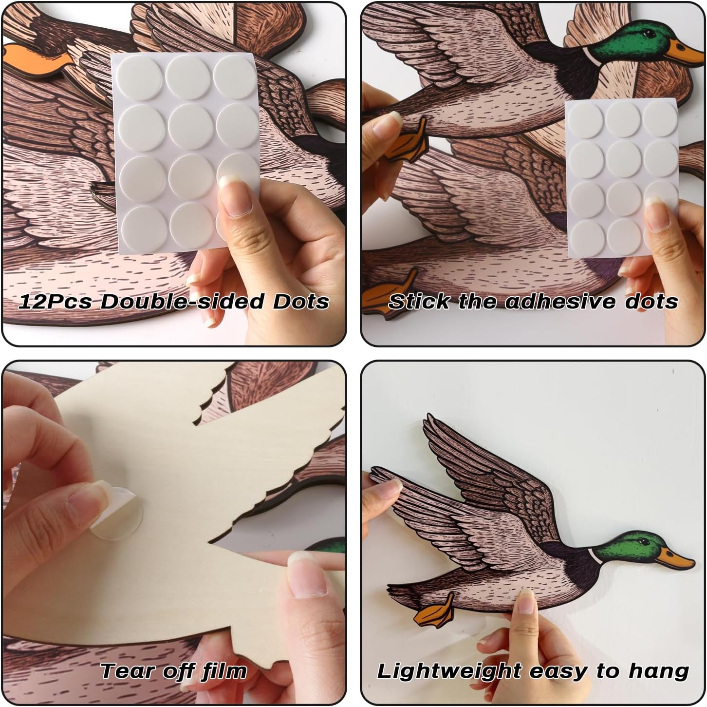 Lumncomfor 3PCS Wooden Mallard Duck Hunting Wall Decor Larger Ducks