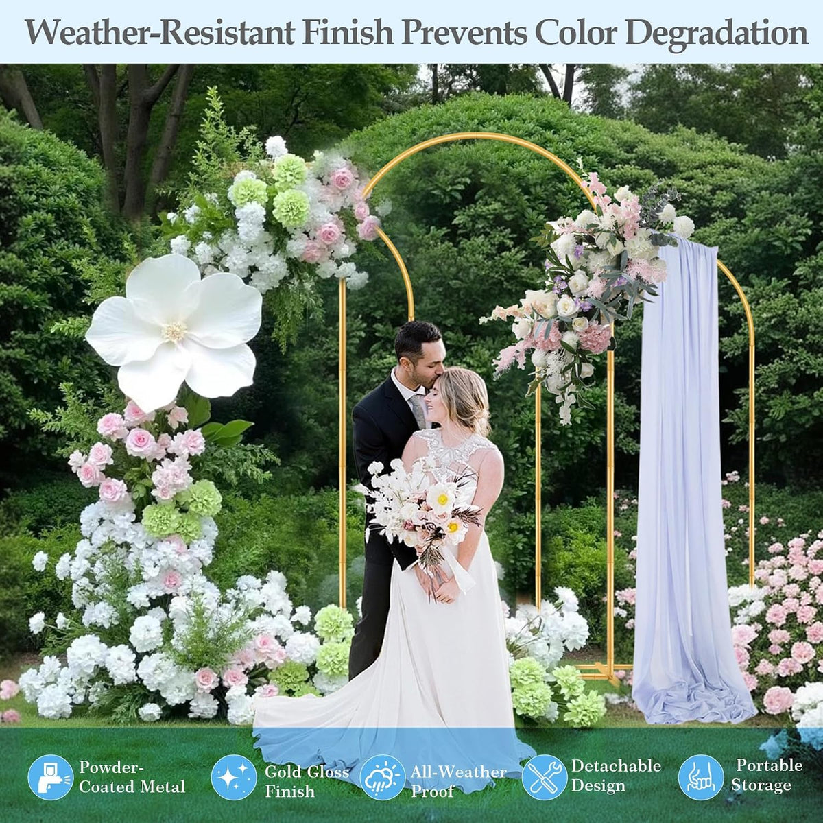 DEVISEFUN 7.2FT, 6.6FT, 6FT Arch Backdrop Stand with Base Set of 3