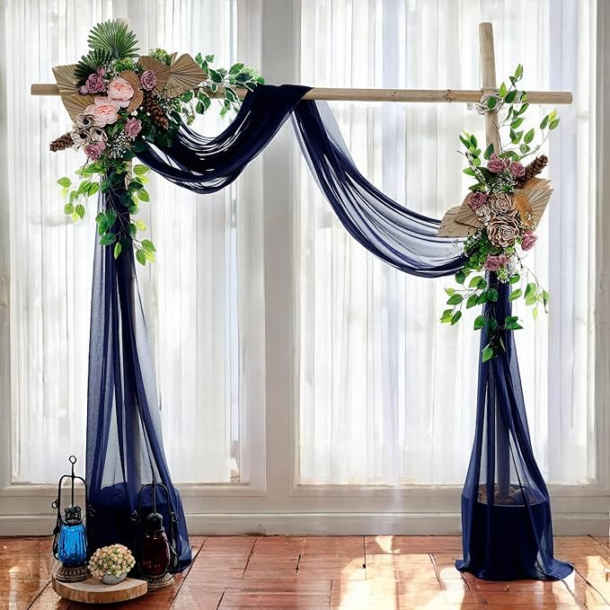MDS Halloween Chiffon Draping Fabric - 1 Panel, 30" Wide x 40ft Long - Sheer Spooky Arbor & Canopy Drapery for Haunted House Backdrops, Party Ceilings, DIY Costumes & Themed Events - Navy Blue