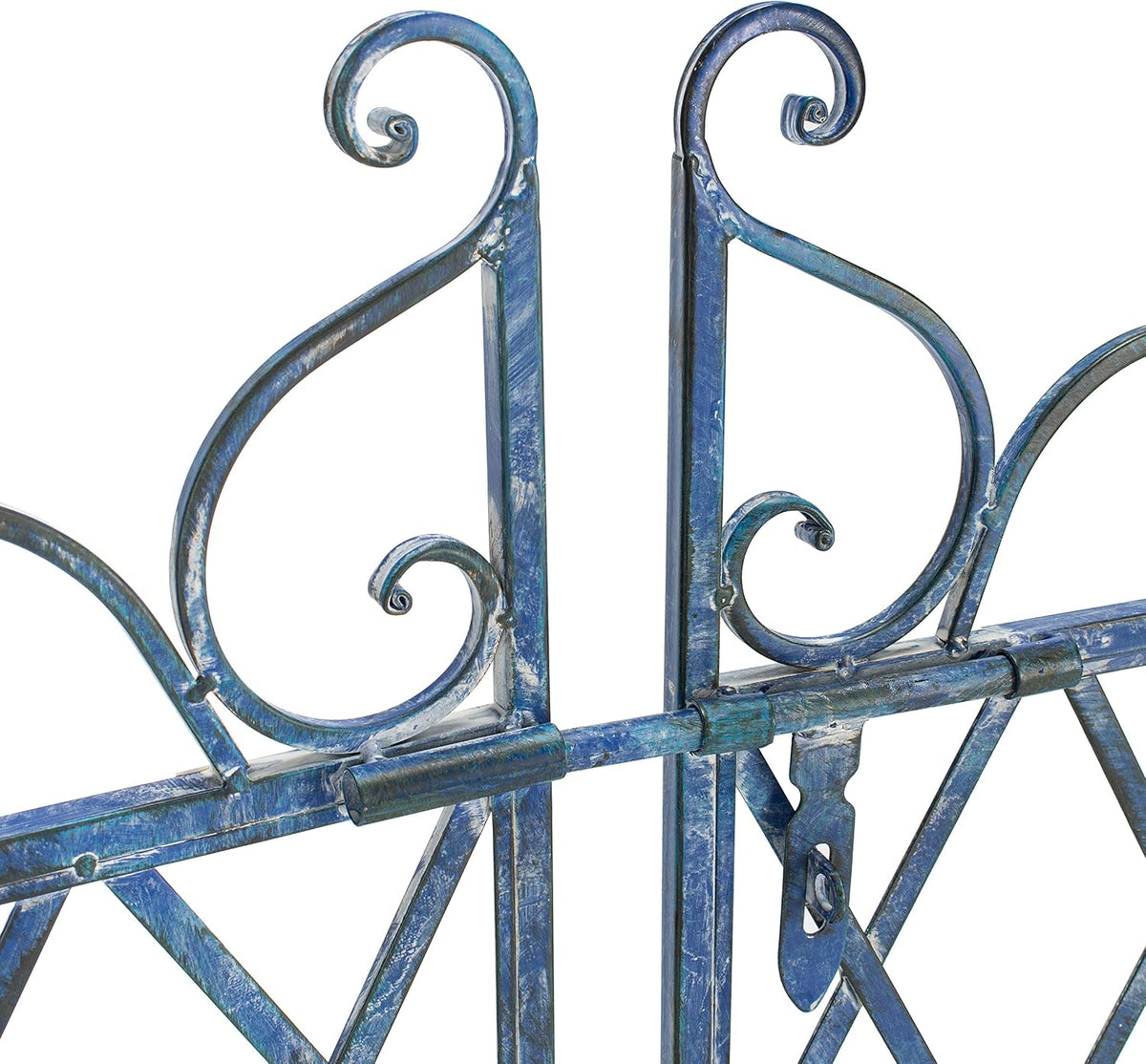 SAFAVIEH Outdoor Beatrix Metal Garden Arbor, 107.8" Mossy Blue PAT5012C