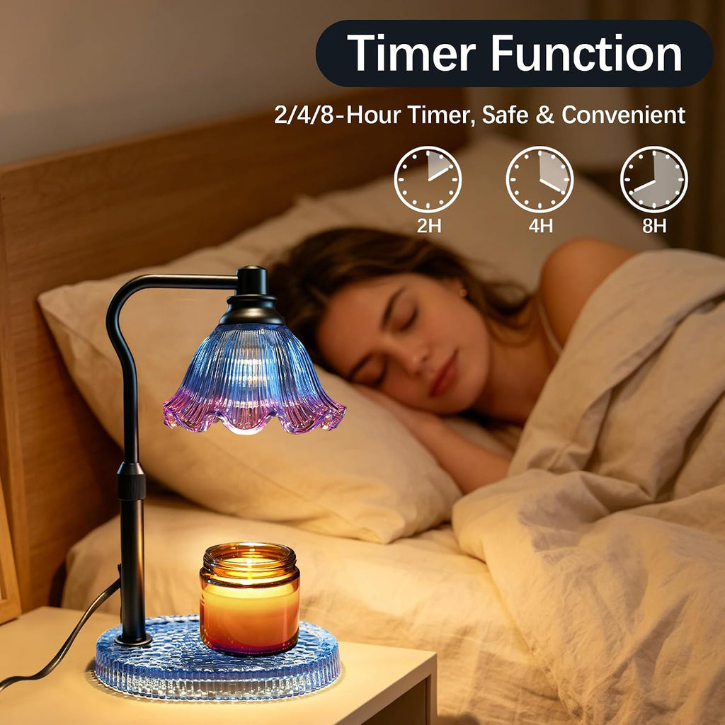 Candle Warmer Lamp with Timer Dimmable, Adjustable Candle Warmer Lamp for Jar Candles 3-Wick, Flameless Smokeless Candle Heater with 2 Bulbs, Home Decor Birthday Mothers Day for Women Mom