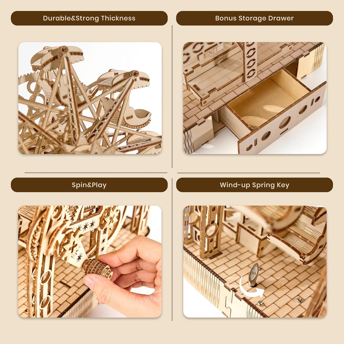 3d wooden puzzles for adults: 3d puzzle light-up, side view