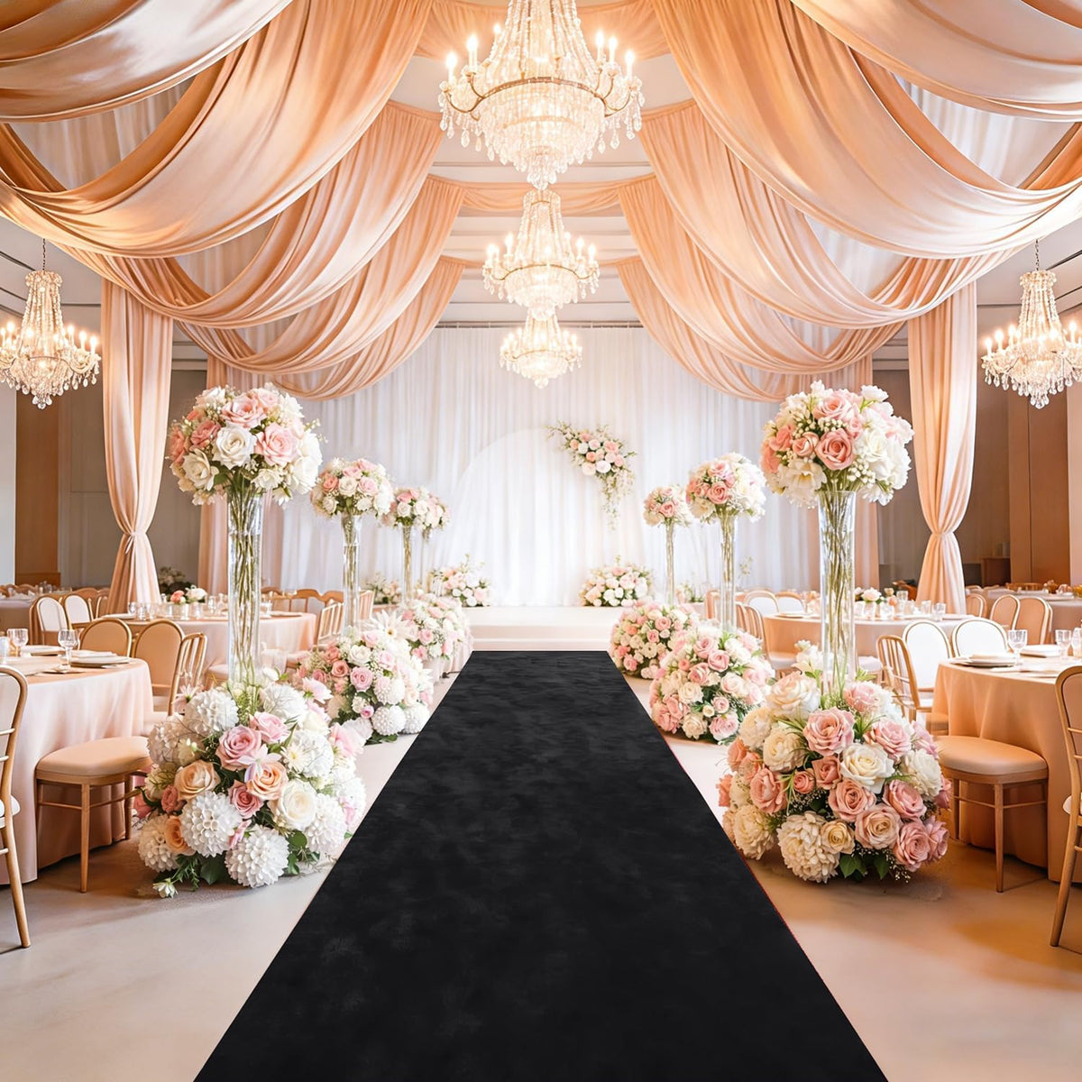 fuhsy wedding decorations wedding aisle runner outdoor black, main product view