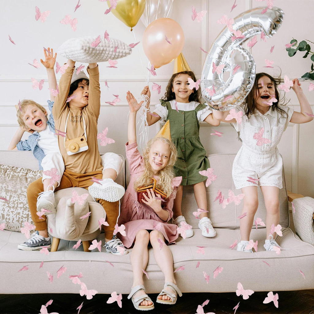 Confetti Cannon Butterfly Confetti Poppers 12 Pack Party Poppers 12 inch Pink Confetti Shooters Butterfly Sticks for Wedding Birthday Graduation Anniversary Bridal Shower Valentines Christmas New Year