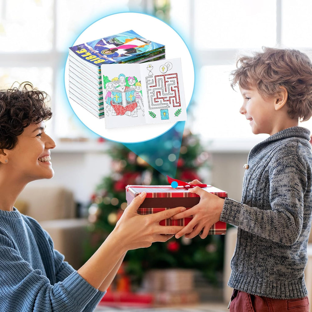 BenLouis 24 Pcs Christian Mini Coloring Books Kids Bible Verse Religious Party Favors Small Activity Books Bulk for Kids Operation Christmas Child Sunday School Goodie Bags Stuffers Gifts Travel