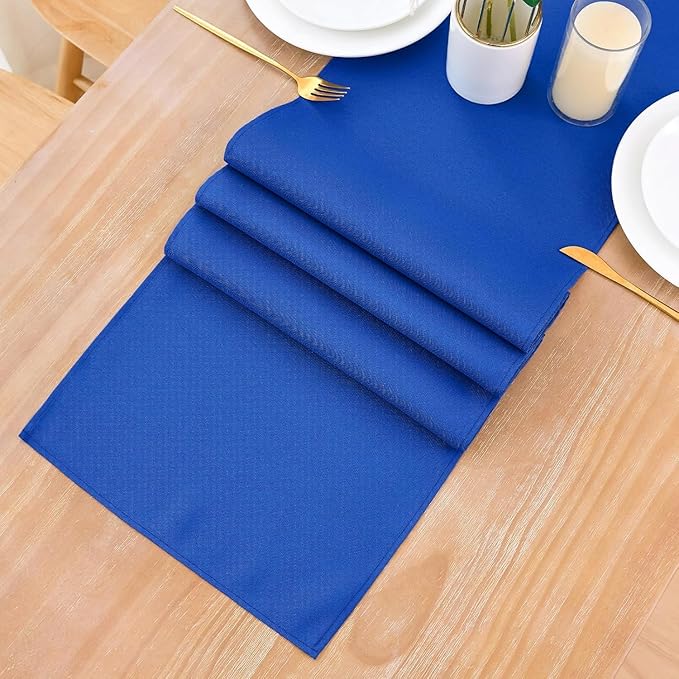 2 Pack Blue Small Short Table Runner 12 x 24 Inch Solid Color Runners Coffee Table Dresser for Daily Party Home Decoration
