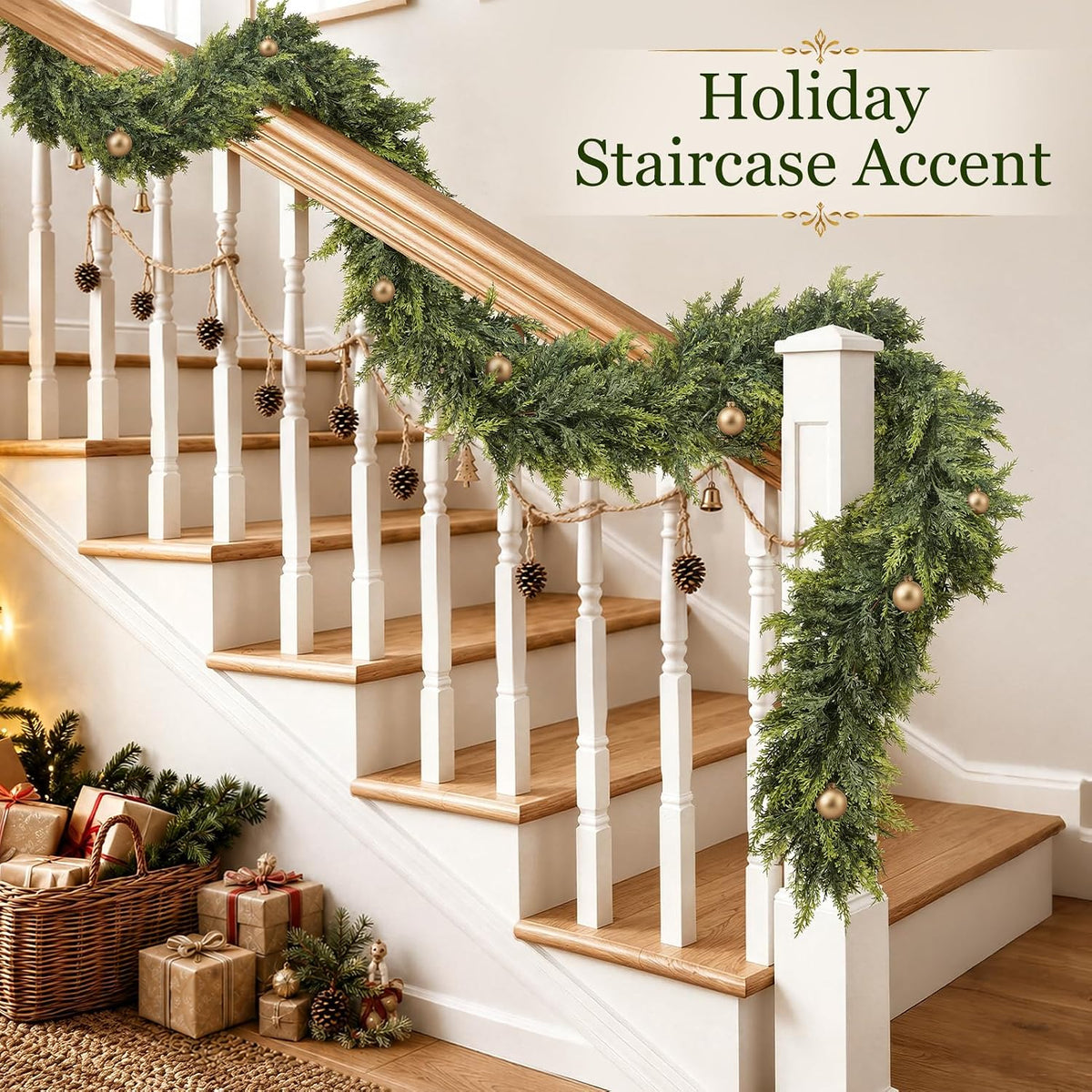 9ft christmas artificial cedar garland for mante showing dimensions