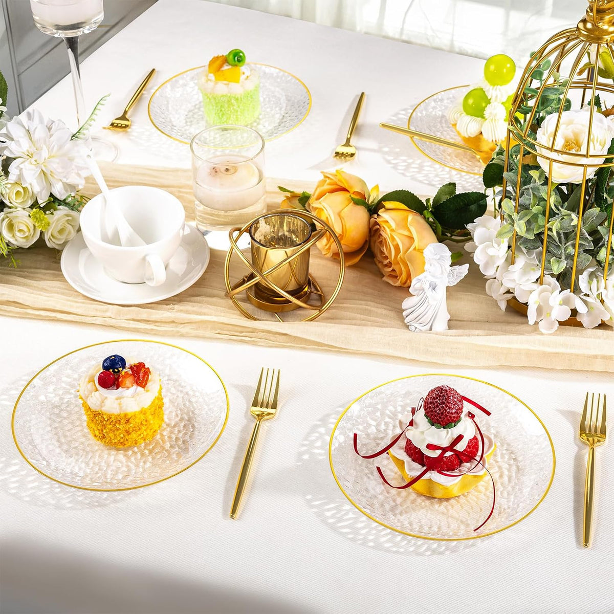DaYammi 240Pcs Gold Plastic Plates Including 120Pcs Dessert Plates and 120Pcs...