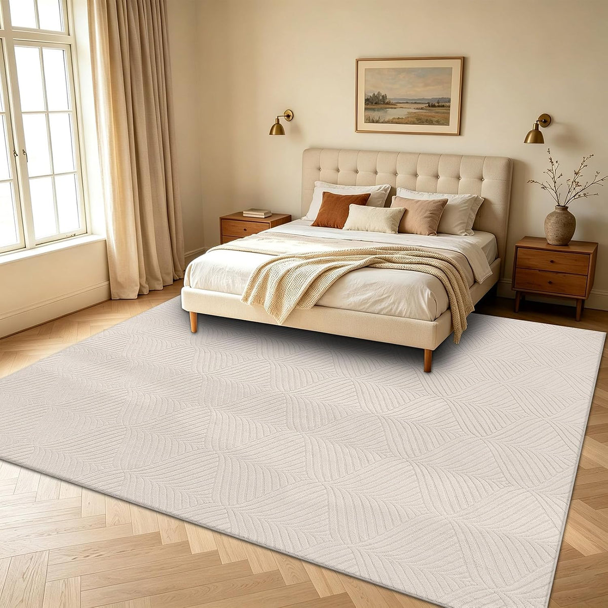 SHACOS Soft Cozy Fluffy Area Rugs 9'x12' for Living Room, Beige