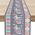 Boho Table Runner, Indian Bohemian Elephant Mandala Paisley Floral Hippie Art Print Table Center Decor for Home Kitchen Dining Patio Holiday Party Indoor Outdoor Table Decorations, 13"x108" Inch