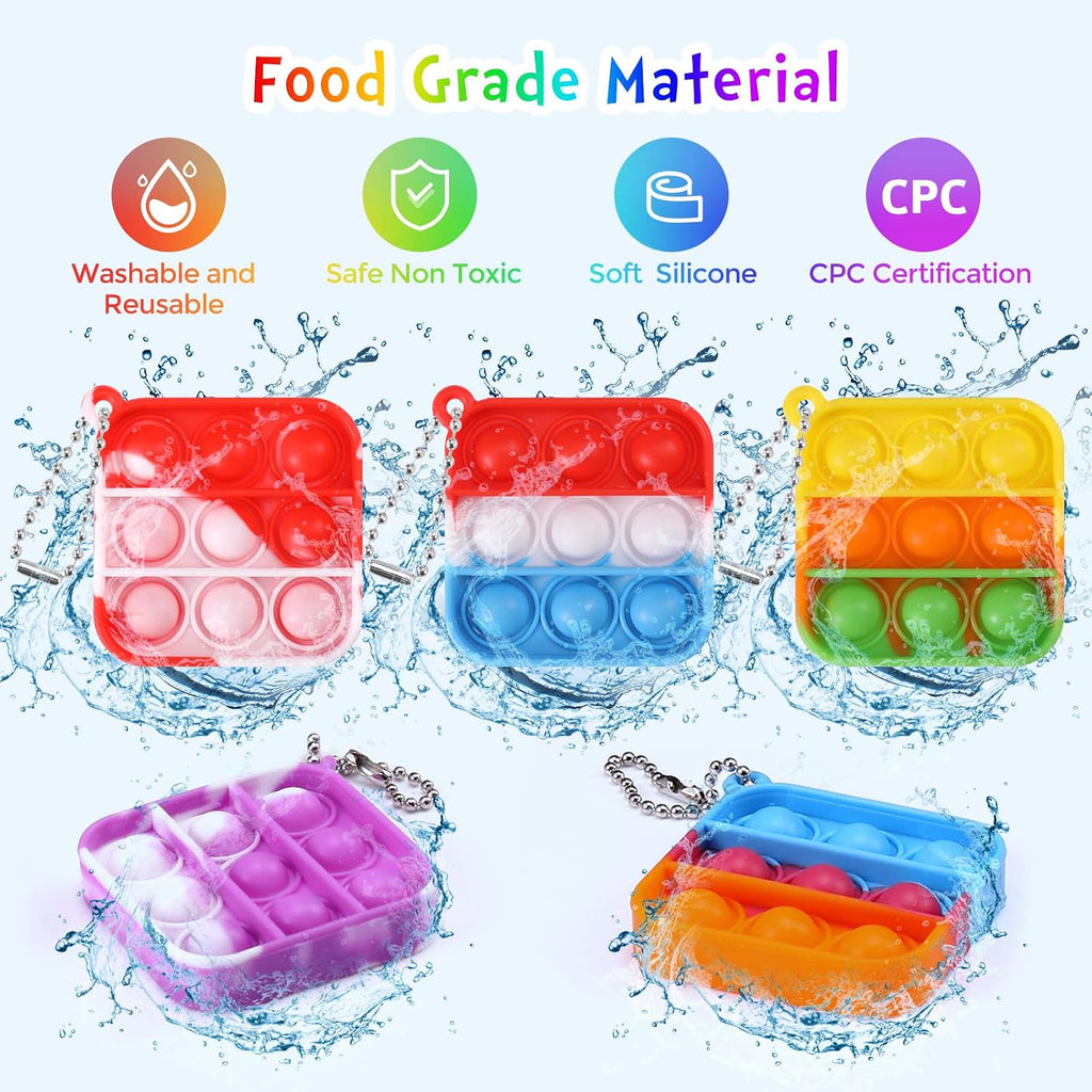 Kids Party Favors Fidget Toys Bulk 30 Pack Mini Pop Fidget Keychain Its Birthday Party Favors for Kids 4-8,8-12 Small Classroom Prizes It Back to School Gifts for Students from Teacher