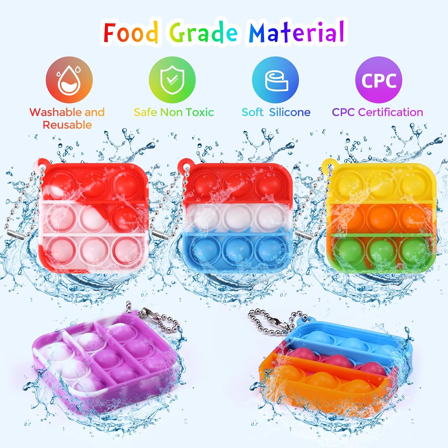 Kids Party Favors Fidget Toys Bulk 30 Pack Mini Pop Fidget Keychain Its Birthday Party Favors for Kids 4-8,8-12 Small Classroom Prizes It Back to School Gifts for Students from Teacher