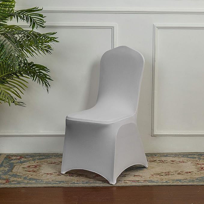 Peomeise 50pcs Stretch Spandex Chair Cover for Wedding Party Dining Banquet Event (White, 50)
