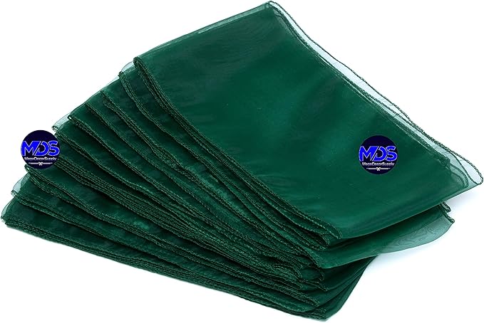 MDS Pack of 25 PCS Organza Chair Sashes Wider Dining Chair Bows Ribbon Tie Back for Wedding Party Birthday Bridal Shower Reception Event Banquet Home Chair Cover Decoration - Hunter Green