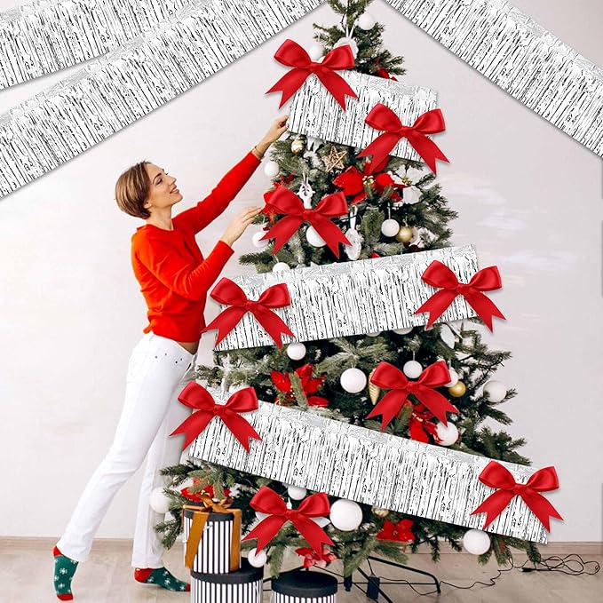 6 Pack 10 Ft Silver Foil Fringe Garland Metallic Streamers Tinsel Banner Wall Hanging Garland Backdrop for Parade Floats, Halloween, Christmas, Thanksgiving, New Year Party Decorations