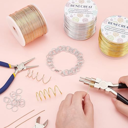 BENECREAT 12 17 18 Gauge Aluminum Wire (17 Gauge,380FT) Anodized Jewelry Craft Making Beading Floral Colored Aluminum Craft Wire - Black
