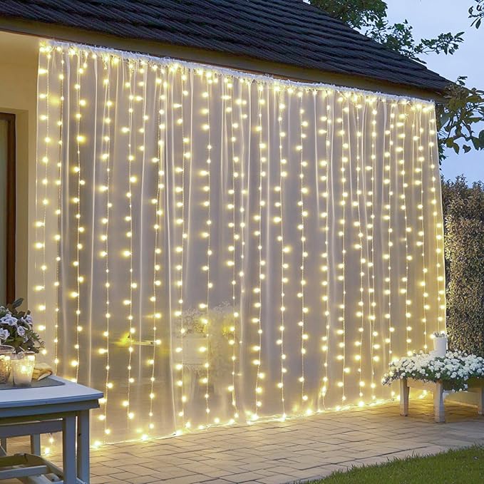 Fairy Curtain Lights, 200 LED Upgraded Tangle-Free Hanging Lights with Remote, USB Plug in String Lights for Bedroom Wall Window Wedding Party Xmas Home Décor - 9.8 x 6.6 Ft, Warm White