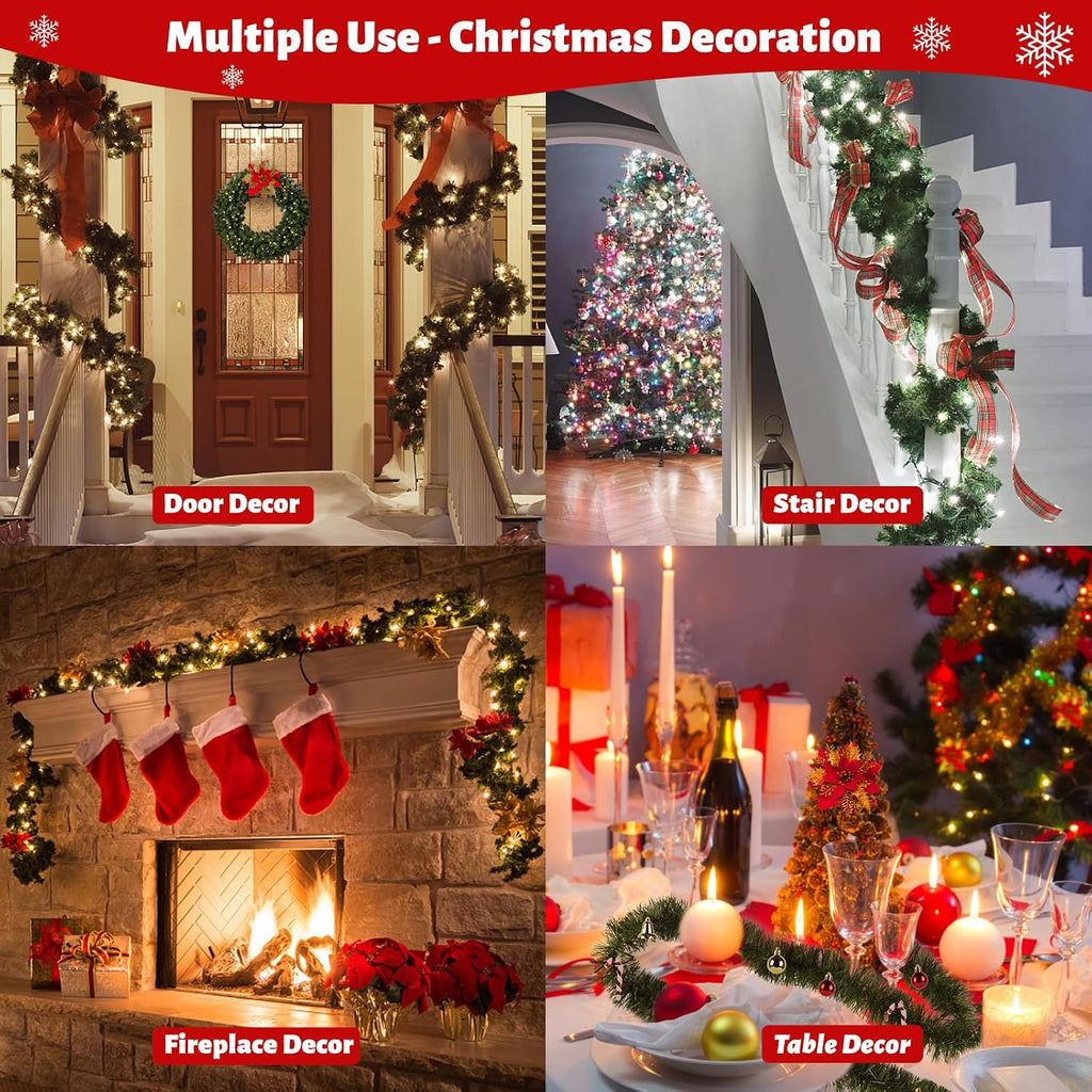 250ft christmas garland flower for christmas and non-lit on a desk or shelf