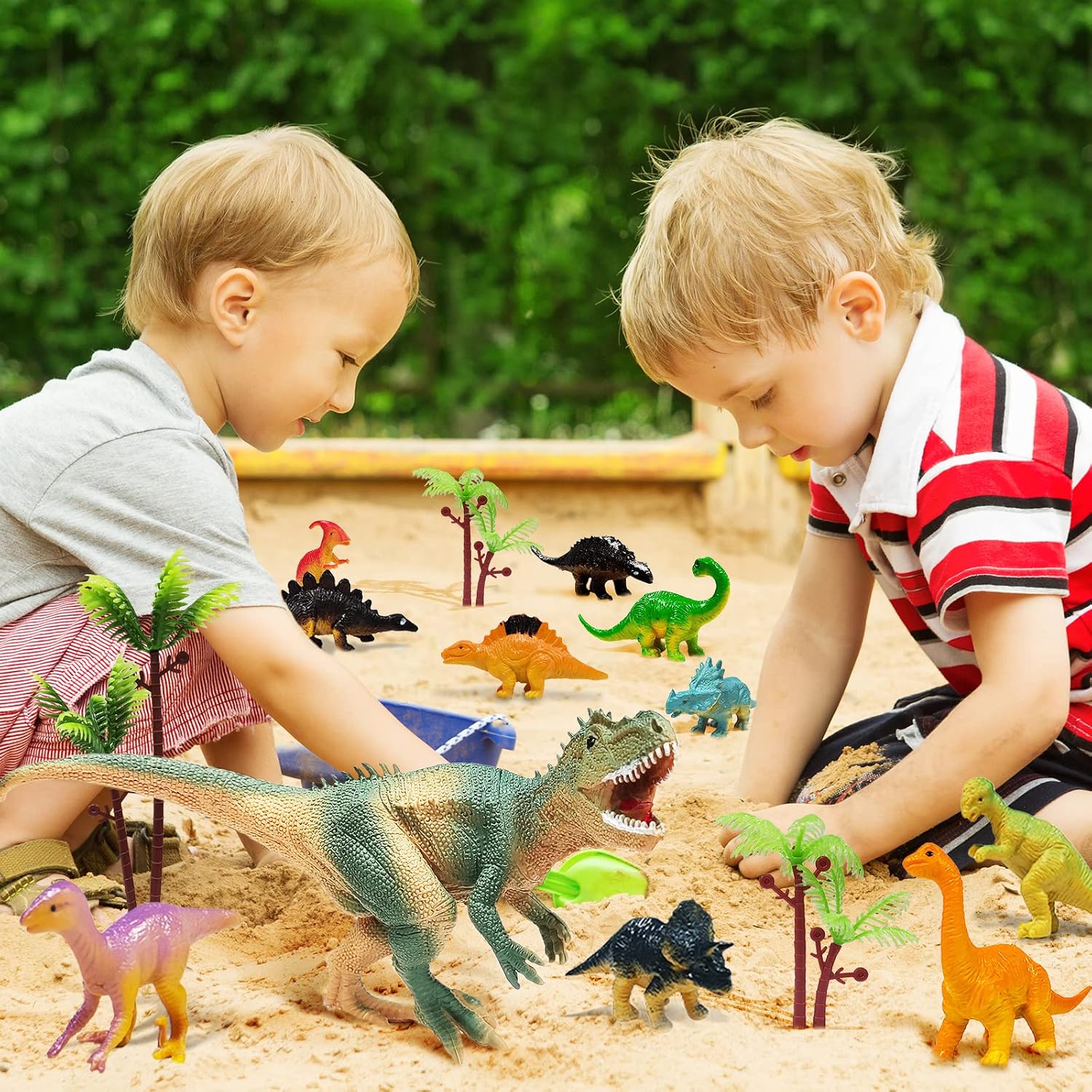 26 PCS Dinosaur Cake Toppers With Dinosaur Eggs Leaves Trees Cake Decorations For Birthday Party,dinosaur Themed party, Wild Animals Party,Kids Party Cake Decorations