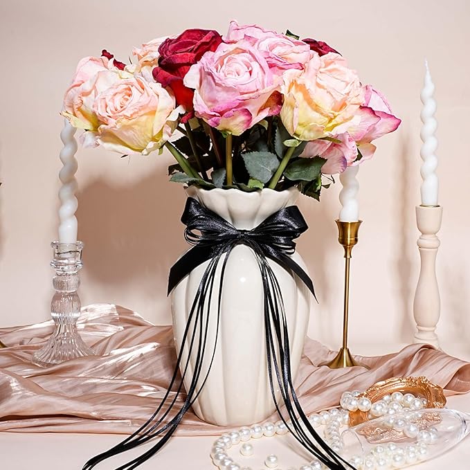 LaRibbons Black Satin Ribbon 1/8 Inch 100 Yards Thin Luxury Double Faced Red Silk Ribbon for Flower Bouquet Crafts Gift Wrapping Bow Christmas Decoration