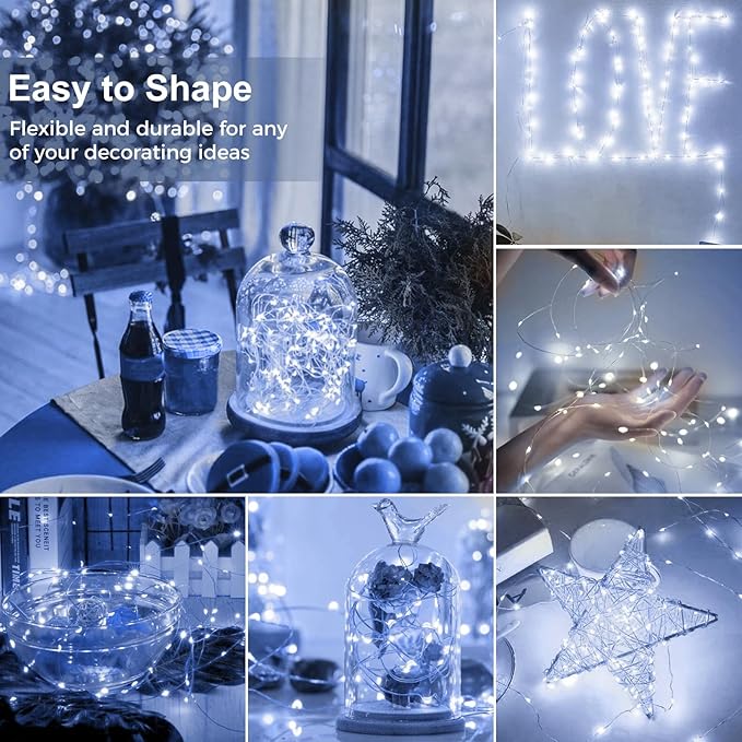kolpop 12 Pack LED Fairy Lights Battery Operated, 7FT 20 LED Mini Twinkle String Lights Battery Powered Waterproof for Christmas Mason Jars Party (Cool White)