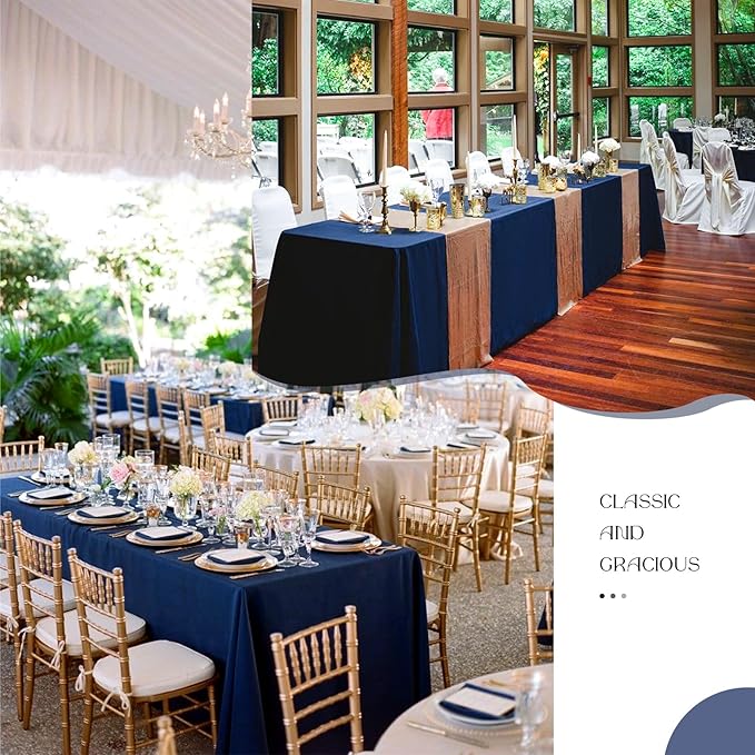 12 Packs 90 x 132 Inch Tablecloth, Navy Blue Polyester Table Cloth for 6ft Rectangle Tables, Stain and Wrinkle Resistant Washable Fabric TableCover for Wedding Banquets Parties Buffet Dining Table
