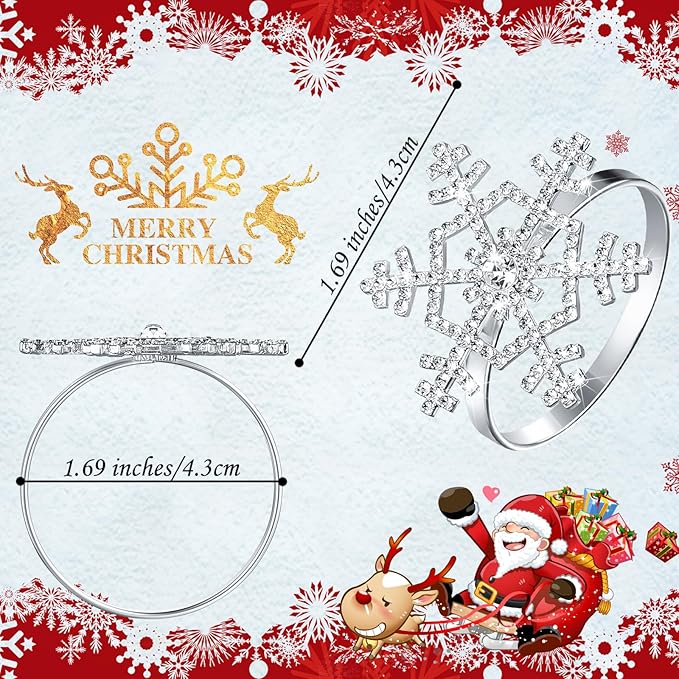 Patelai 12 Pieces Snowflake Napkin Rings Thanksgiving Christmas Napkin Holders Exquisite Household Rhinestone Napkin Rings Set for Christmas Wedding Dinner Party Table Decoration (Silver)