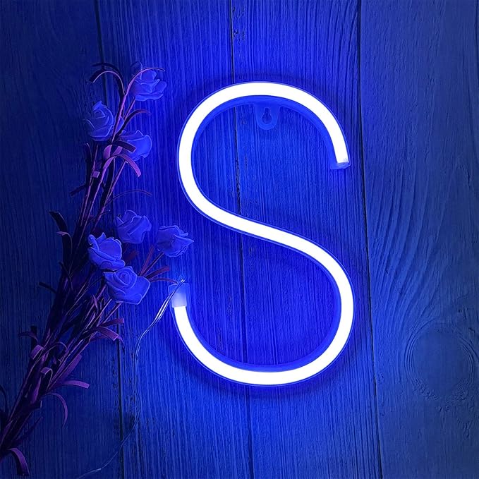 ENUOLI Neon Signs, Letters Light Neon Letters Marquee Letters with Lights Blue Light Up Signs for Wall Decor Christmas Party Bar Decorations Lights for Wedding Birthday (S)