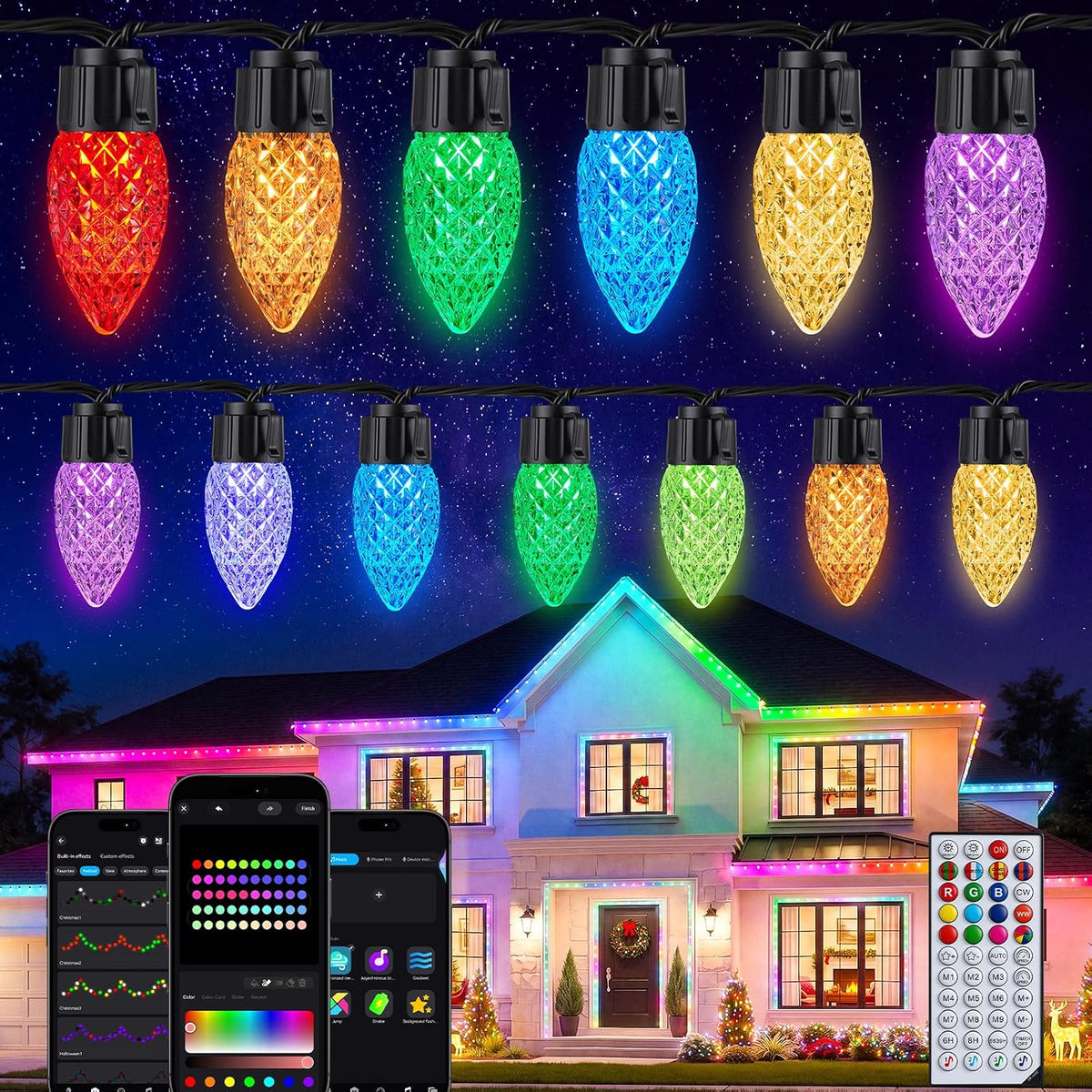 outdoor christmas lights, 100 led c9 string lights, main product view