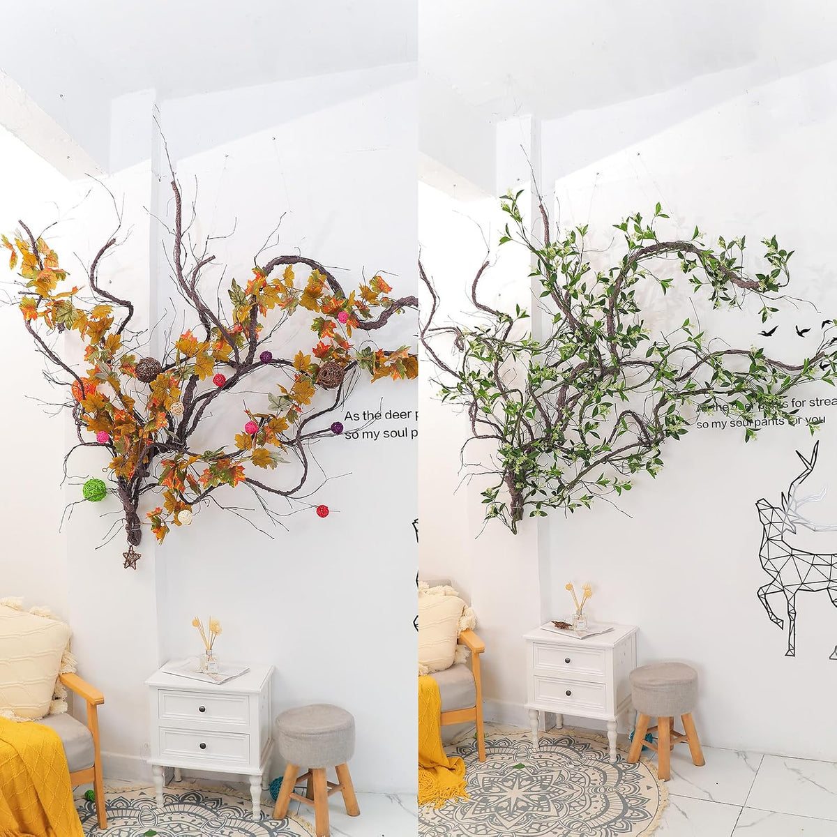 118"brown s bendable grapevines garland faux tree branch on a desk or shelf