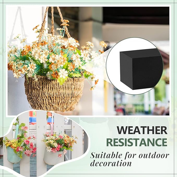 Lallisa 8 Pcs Reusable Floral Foam Blocks Water Weather Resistant Dry Floral Foam for Artificial Flower Arrangements Outdoor Flower Boxes Outside Hanging Planters Wedding Home Decor (4 x 4 x 3'')