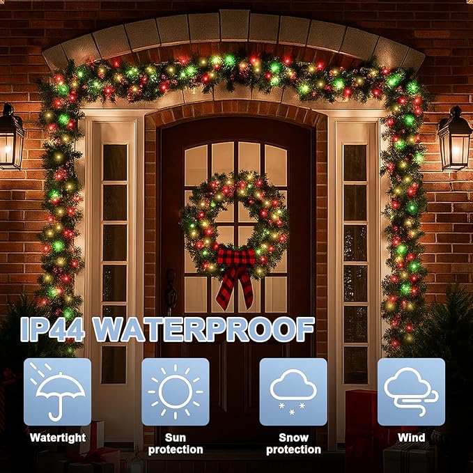 LAMPHOME 33ft Christmas Decorative Mini Lights, 100 LED Transparent Wire Fairy Starry String Lights Plug in, 16 Lighting Modes for Indoor Outdoor Xmas Tree Wedding Party Decoration (Red/Green/Warm)