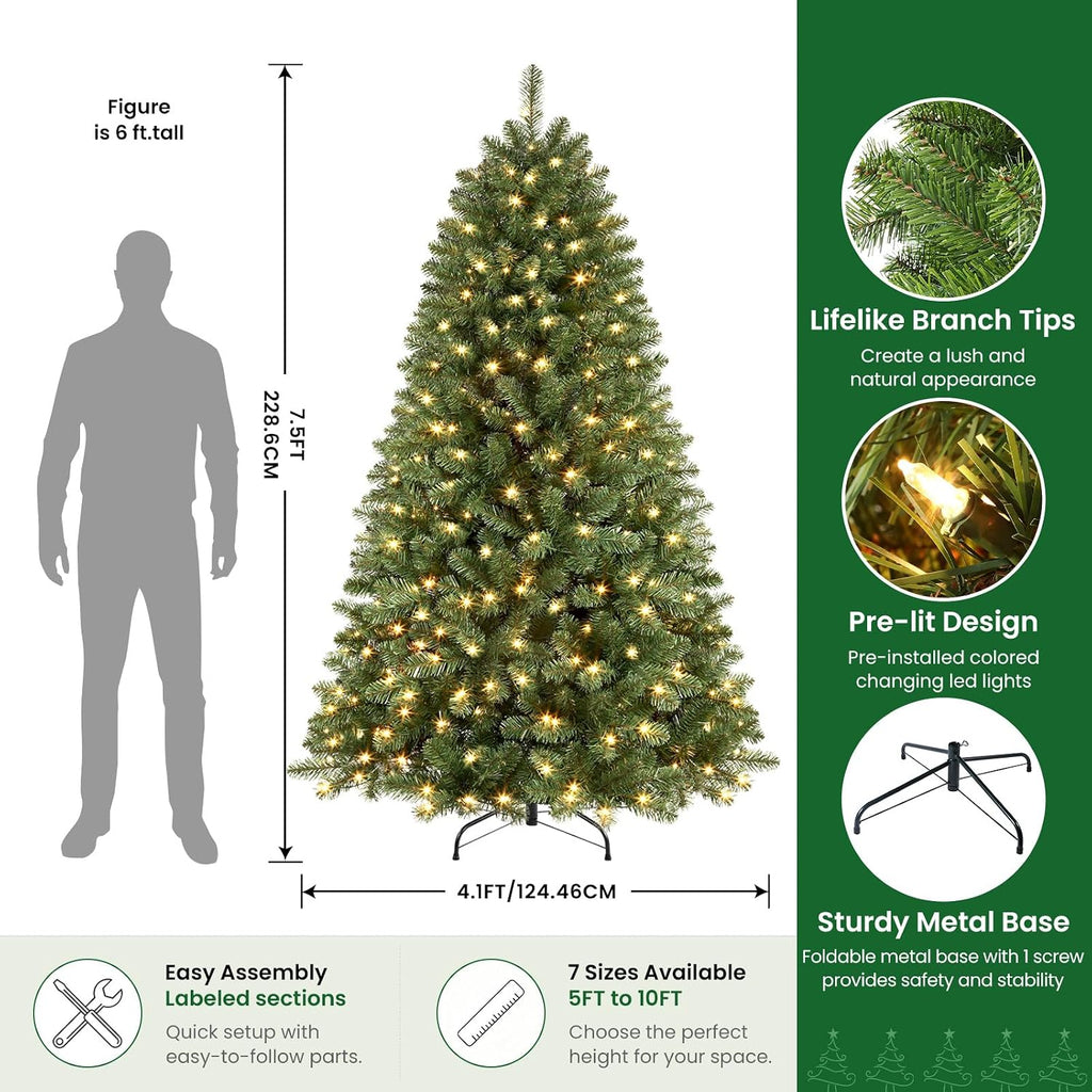 shareconn 7.5ft prelit artificial classic spruce christmas tree shown in use
