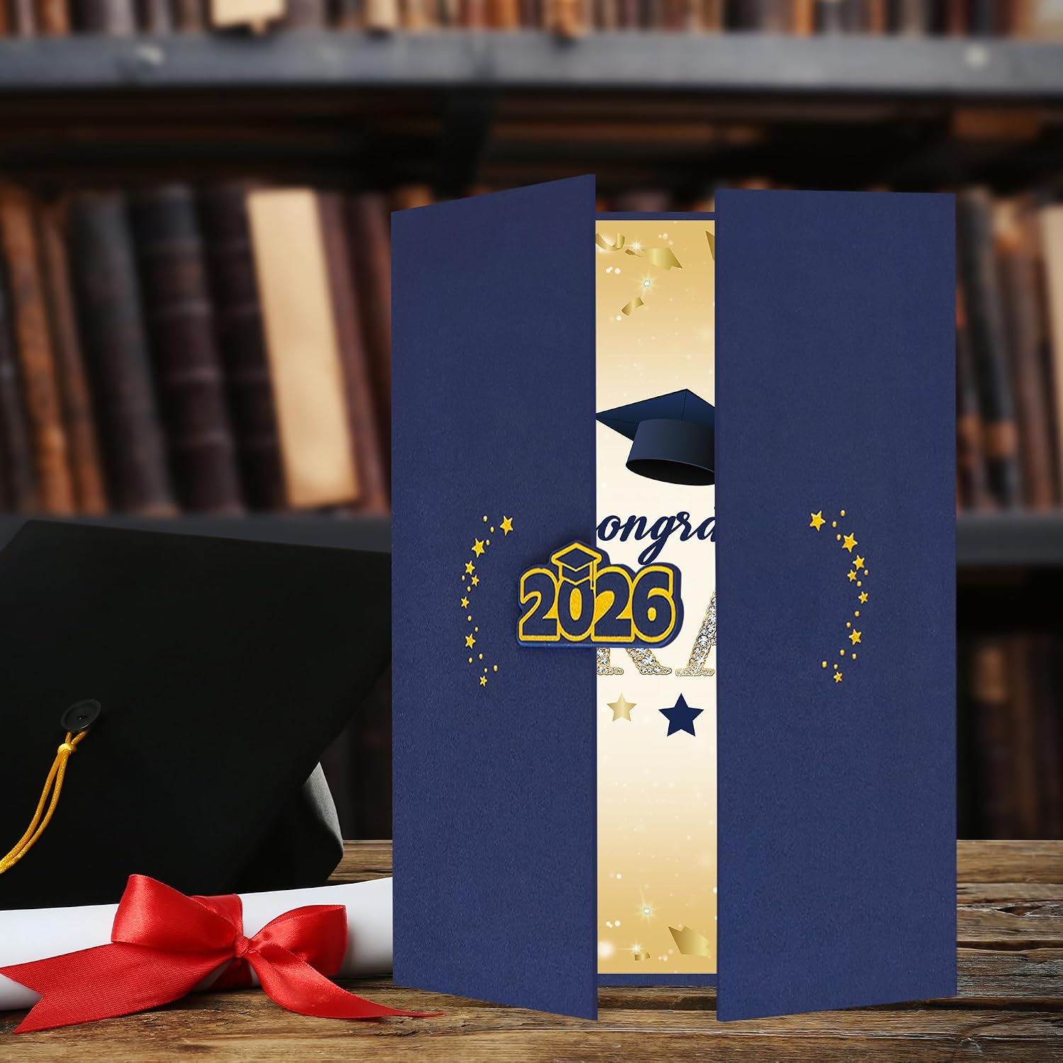 Vlipoeasn 2026 Graduation Guest Book Alternative, Blue Gold Class of 2026 Graduation Party Decorations, Graduation Signature Book for 2026 College High School, Unique Graduation Gifts for Friends