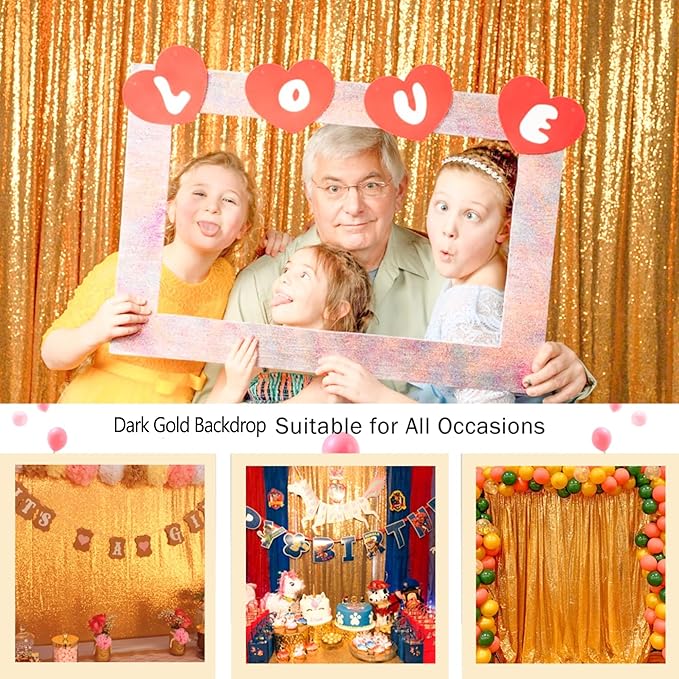 ShinyBeauty Sequin Backdrop Gold 7FTX7FT Photo Booth Backdrop Gold Sequence Fabric Backdrop for Parties Shimmer Polyester Backdrop for Photoshoot Gold Wall Backdrop for Baby Shower Decoration