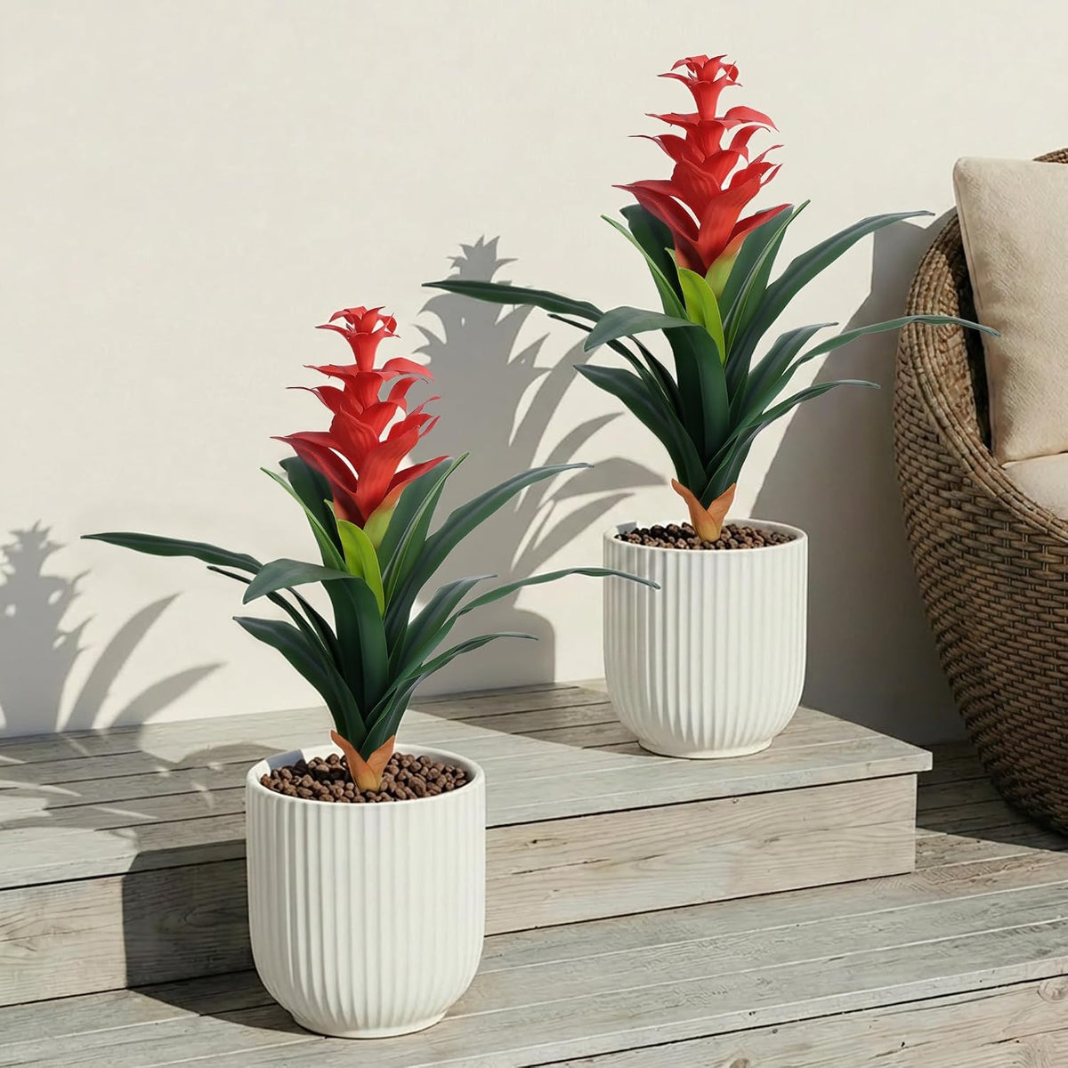 ivydale fake flowers plants for outdoors, 2 pcs, package contents