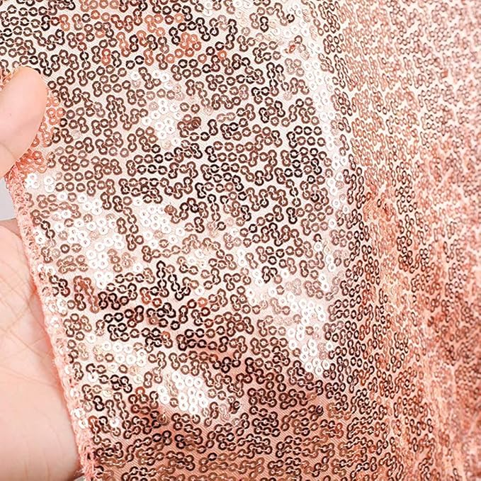 Poise3EHome 8Ft x 10Ft Rose Gold Sequin Backdrop, Glitter Thick Satin Sequin Background Drapes,Sequence Xmas Thanksgiving Backdrop for Wedding Party Holiday Festival Decor