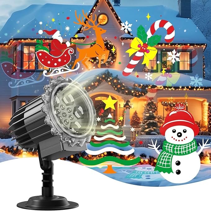 Christmas Projection Lights Outdoor - LED Holiday Projector Lights with Auto Timer and Waterproof Design for Indoor Outdoor Yard, Patio, Garden, Party Decor