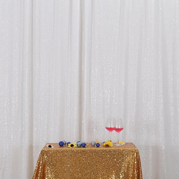 Poise3EHome White Sequin Backdrop,6FT x 8FT Sequin Photography Backdrop Curtain for Party Decoration