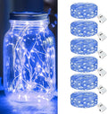 kolpop 6 Pack LED Fairy Lights Battery Operated, Mini Twinkle String Lights Battery Powered Waterproof for Christmas Mason Jars Party,Blue