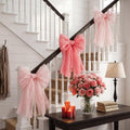 3 Pcs Large Shimmer Pleated Gauze Bows, 14 x 16 Inch Pink Glitter Mesh Bow Decorations for Coquette Room Decor, Aesthetic Wall Decor for Wedding, Graduation, Birthday Backdrop, DIY Kit
