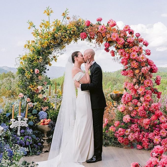 Asee'm 7.2FT White Wedding Arch Round Backdrop Stand Large Circle Metal Floral Balloon Frame for Party Anniversary Birthday Graduation Valentine Ceremony Decorations