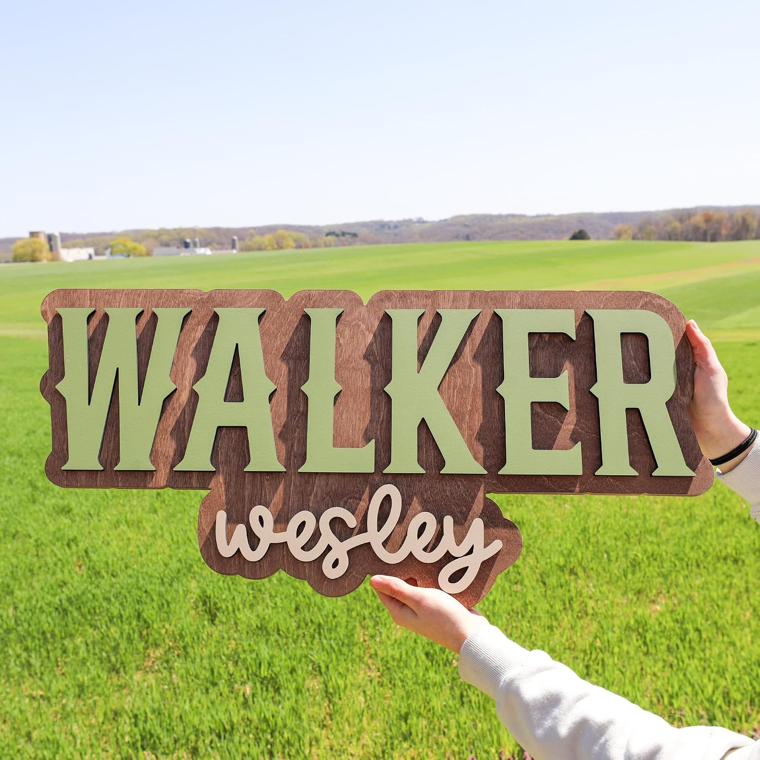 Wooden Name Signs for Nursery, Baby Name Sign, Name Signs for Kids Room, Custom Plaque, Nursery Wall Art, (Walker Wesley)