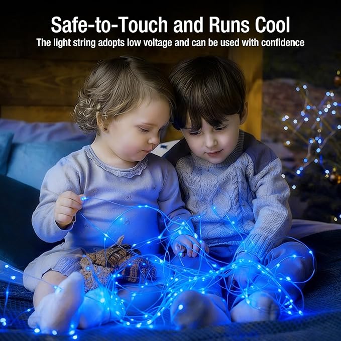 12 Pack Fairy Lights Battery Operated - 7ft 20 Led Twinkle Lights 3 Modes, Bulk Mini String Lights Waterproof for Mason Jars Vases DIY Party Wedding Decoration Christmas -Blue
